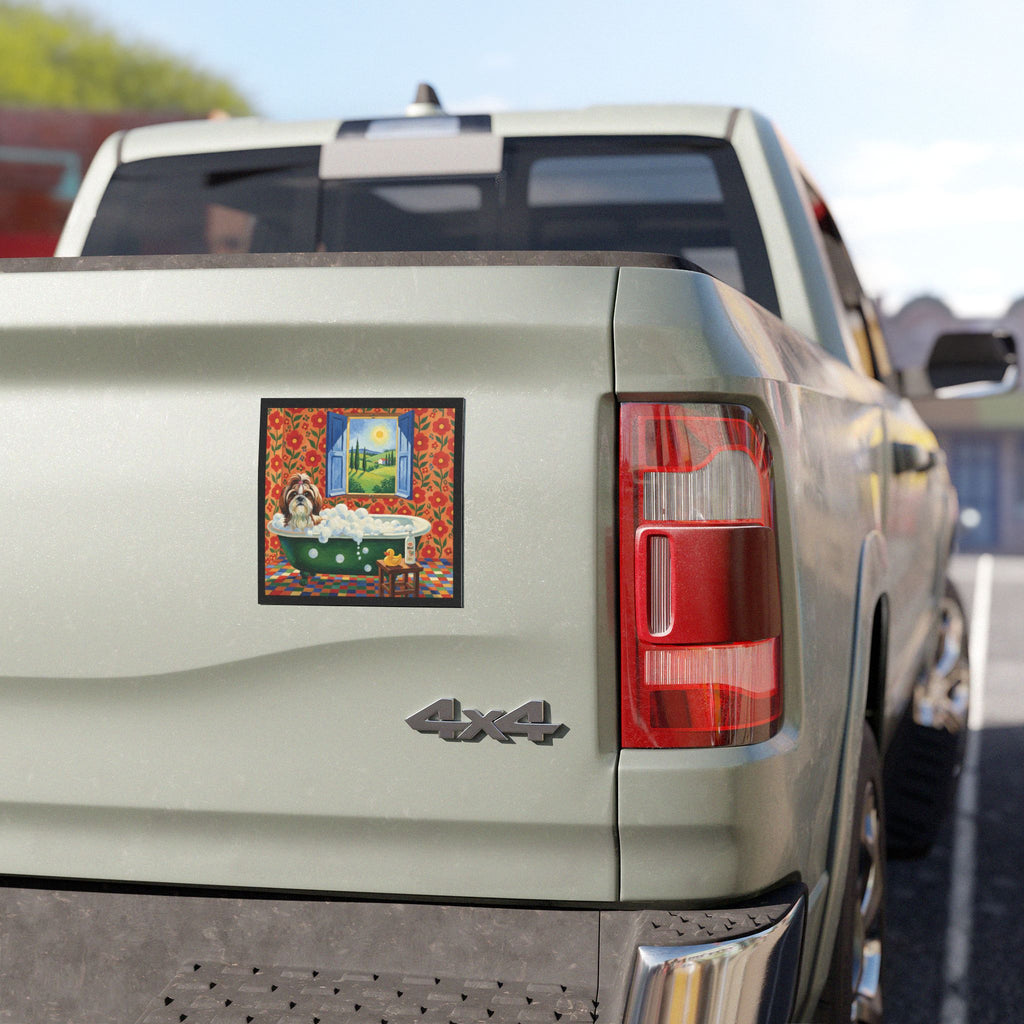Funny Shih Tzu Bath Car Magnet
